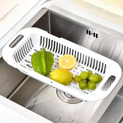 Retractable Kitchen Drain Basket Sink Rack Plastic Dish Drainer