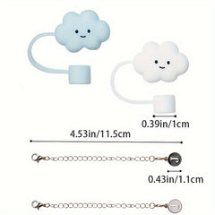 2pcs ID Initial Letter Charm & 2pcs Cloud Straw Plugs Bottle Decorative Pendant