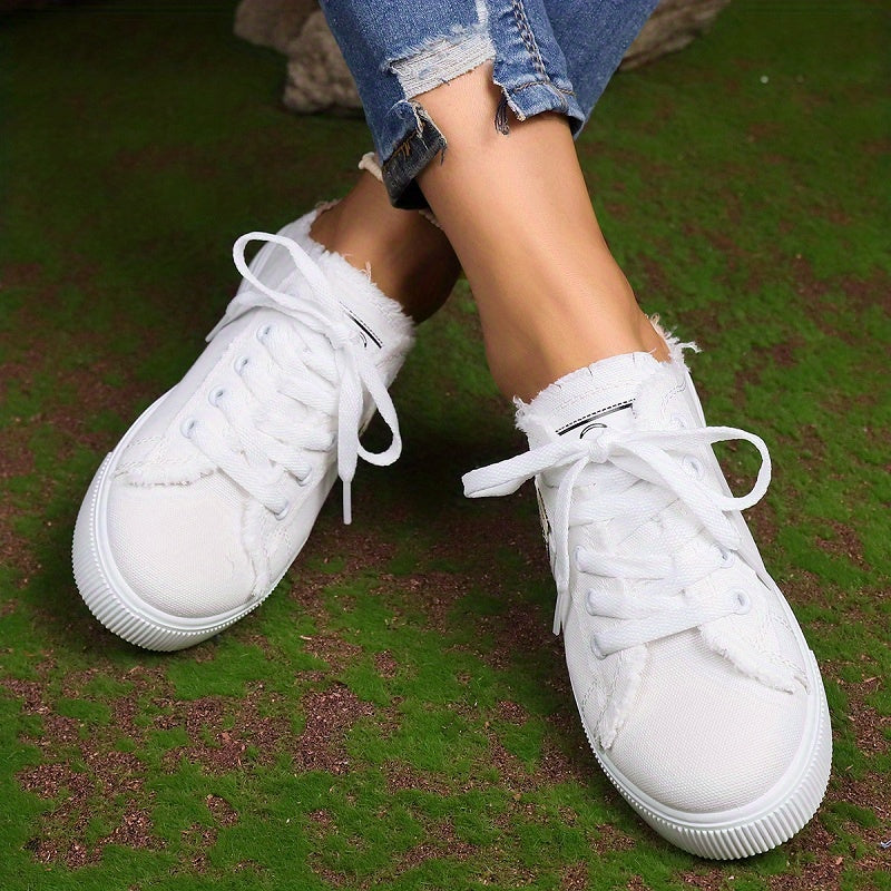 Women's Canvas Lace Up Mule Sneakers Lightweight & Comfortable Shoes