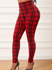  Plaid Print Tummy Control Leggings