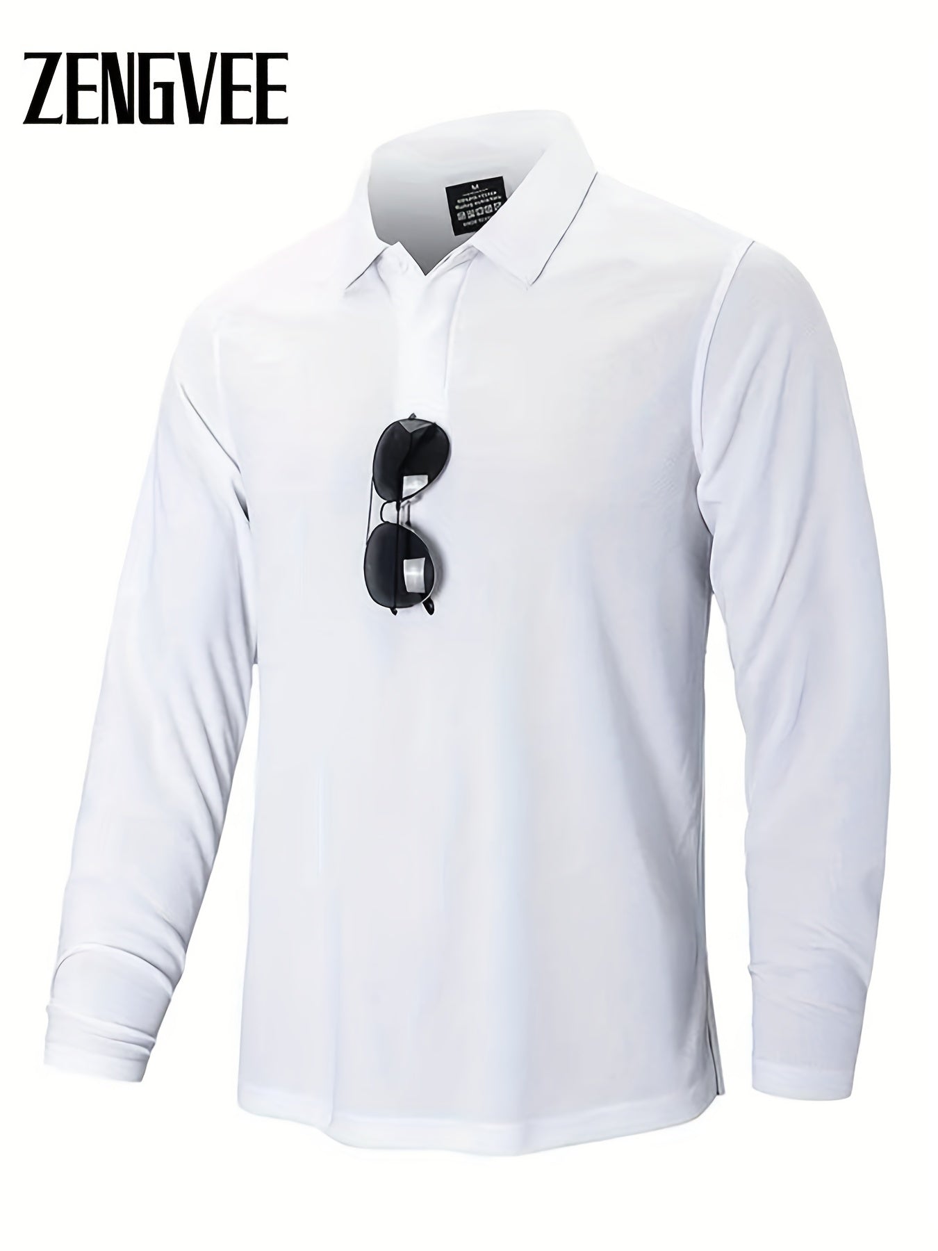 ZENGVEE Men's Quick Drying Long Sleeve Performance Golf Shirt