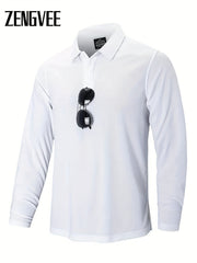 ZENGVEE Men's Quick Drying Long Sleeve Performance Golf Shirt