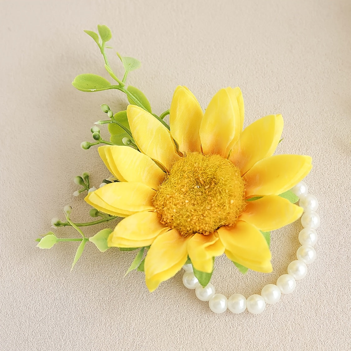 2pcs Sunflower Wrist Corsages Men's Boutonnieres Wedding Dance Party