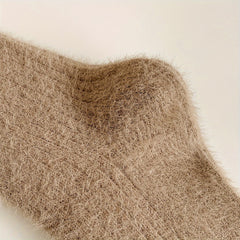 6 Pairs Fuzzy Socks Women's Mid Tube Stockings Warm & Cozy Solid Colors