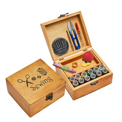 Wooden Sewing Kit Box For Adults with Accessories