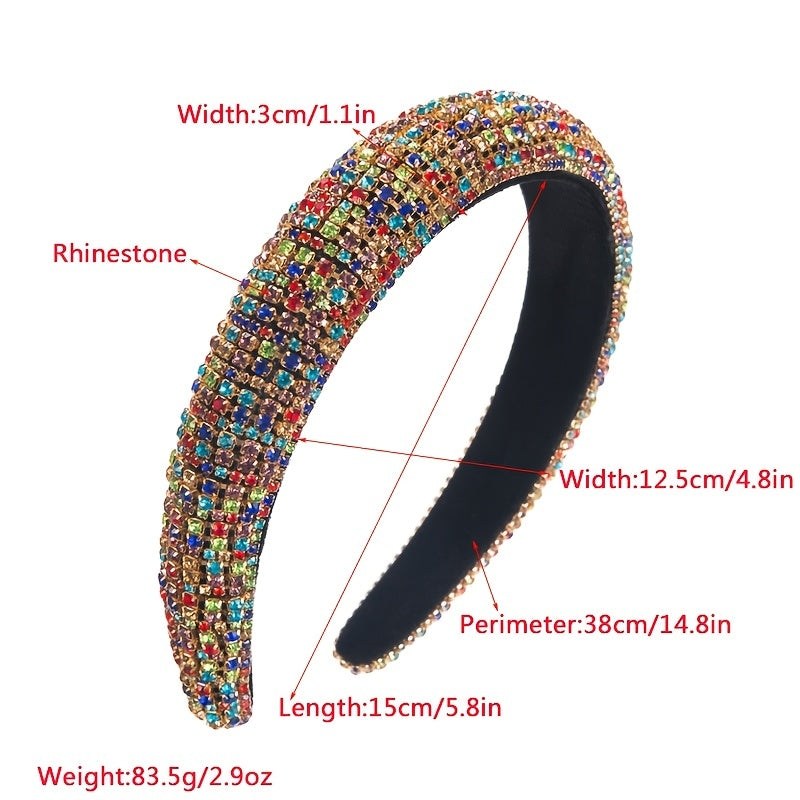 Colorful Rhinestone Headband for Women - Velvet Bridal Hairband