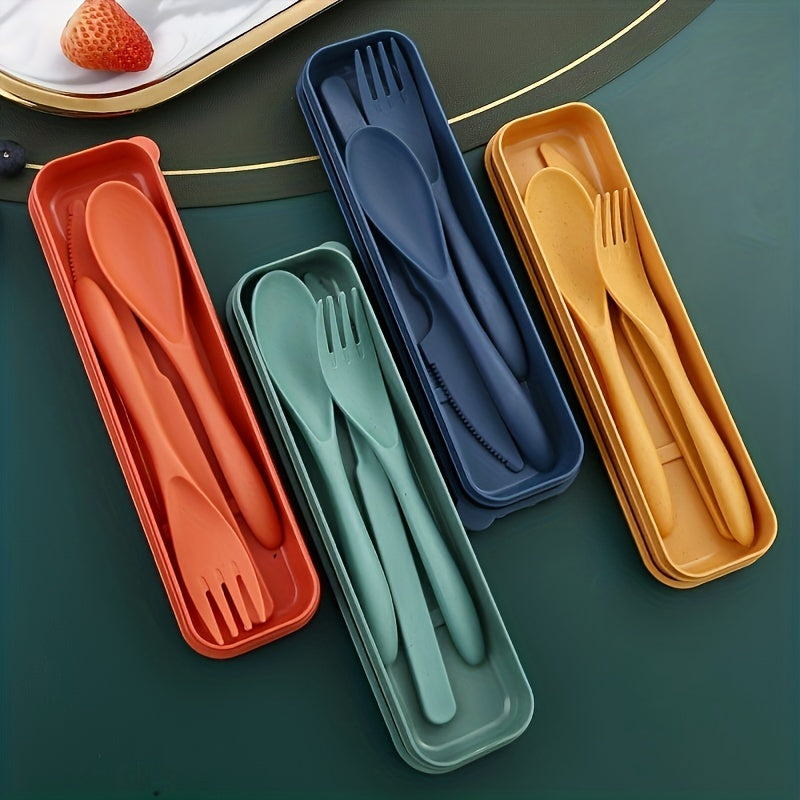 3pcs Cutlery Set Fork And Spoon Set Outdoor Tableware Portable for Camping