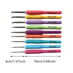 9pcs Colorful Handle Crochet Hooks Set 2-6mm Knitting Needles