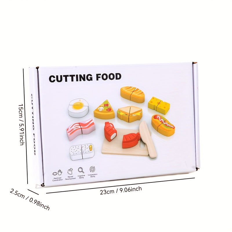 Colorful Wooden Cutting Set for Shape and Food Cognition