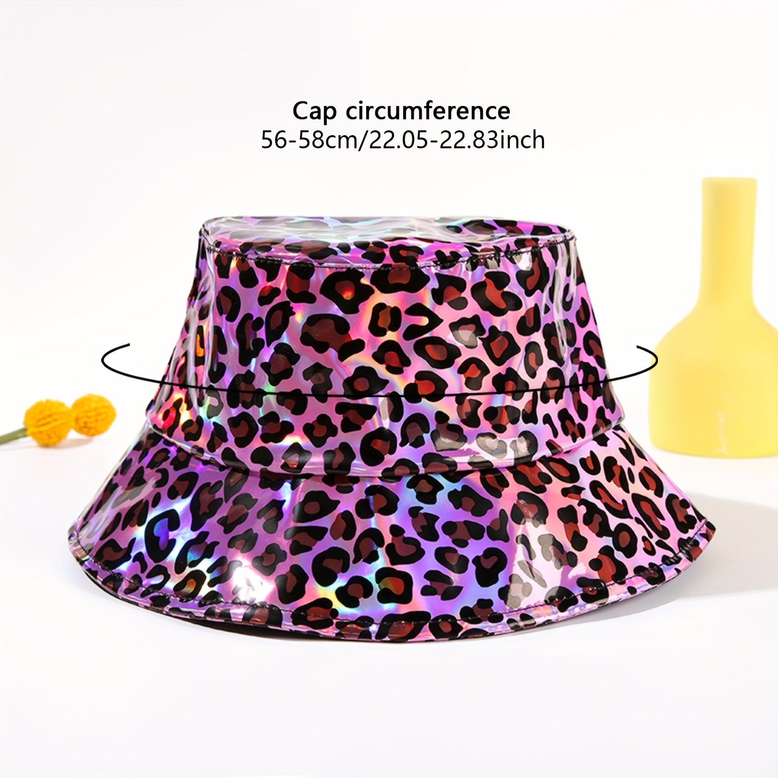 Purple Laser Bucket Hat Leopard Print Lightweight Basin Hats Hip Hop Cap