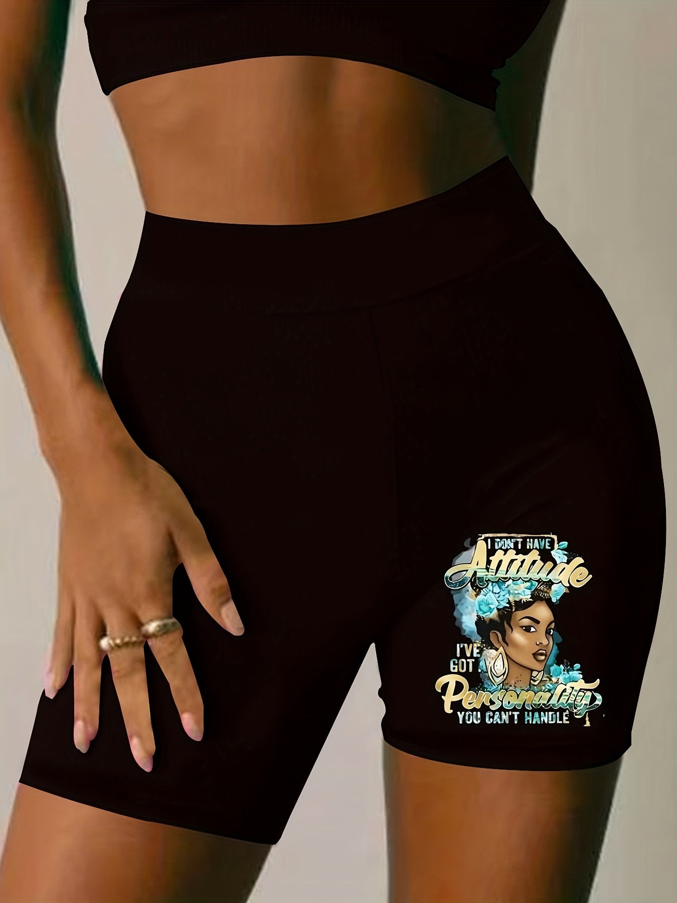  Hearts Print High Rise Stretch Biker Shorts