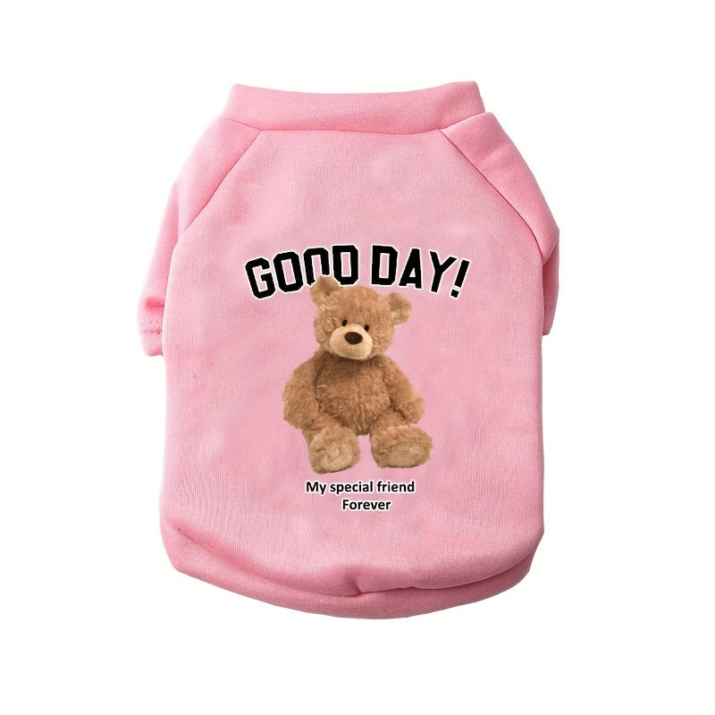 Bear Graphic Pet Crew Neck Sweater For Autumn And Winter