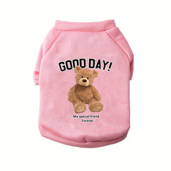 Bear Graphic Pet Crew Neck Sweater For Autumn And Winter
