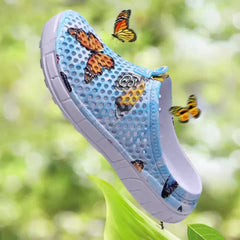 Women's Butterfly Printed Clogs Non Slip Slide Shoes Casual Outdoor Clogs