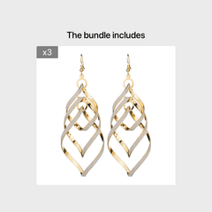 Metal Layered Swirling Geometric Earrings Long Pendant Hook Earrings