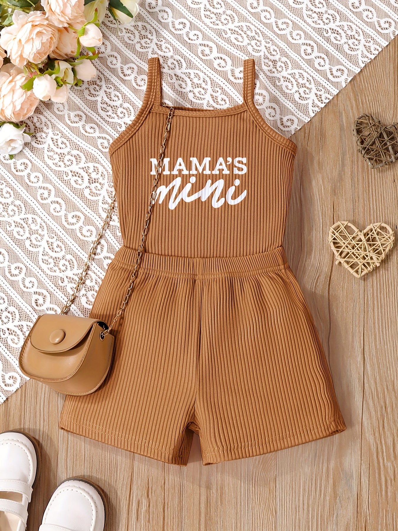 2pcs Toddler Girls MAMA'S MINI Cami Top & Shorts Set