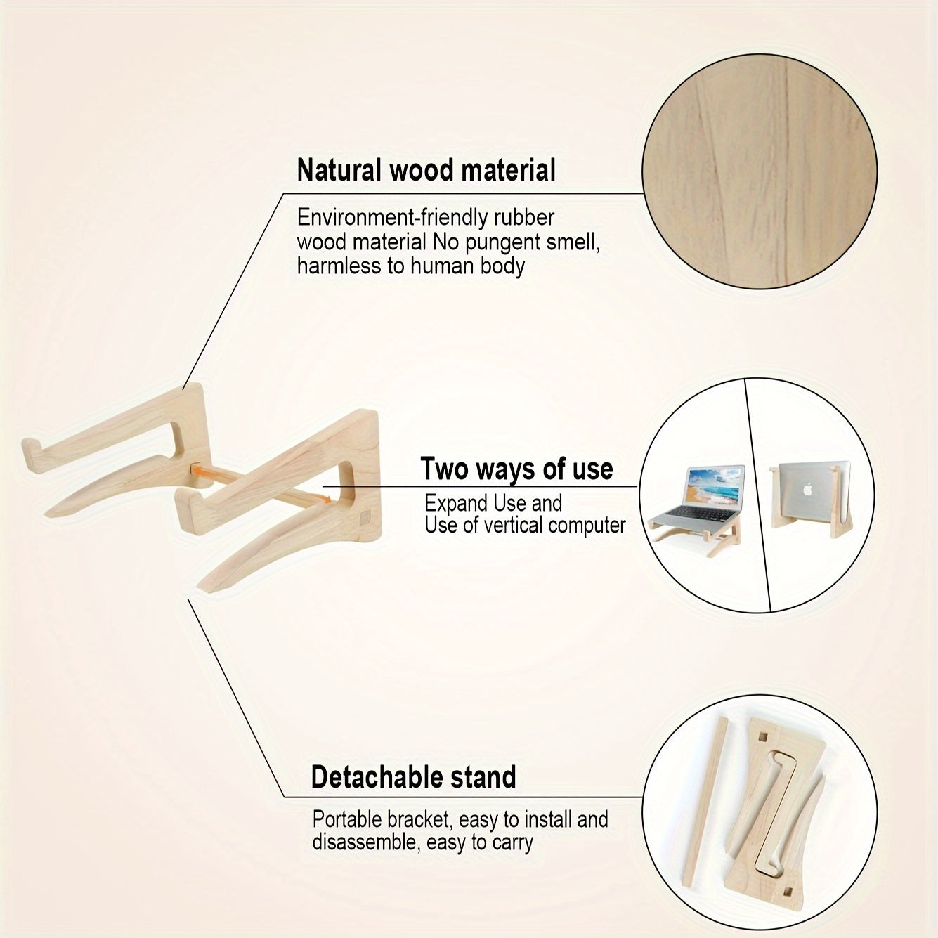 Bamboo Computer Stand for Monitor Ergonomic Position