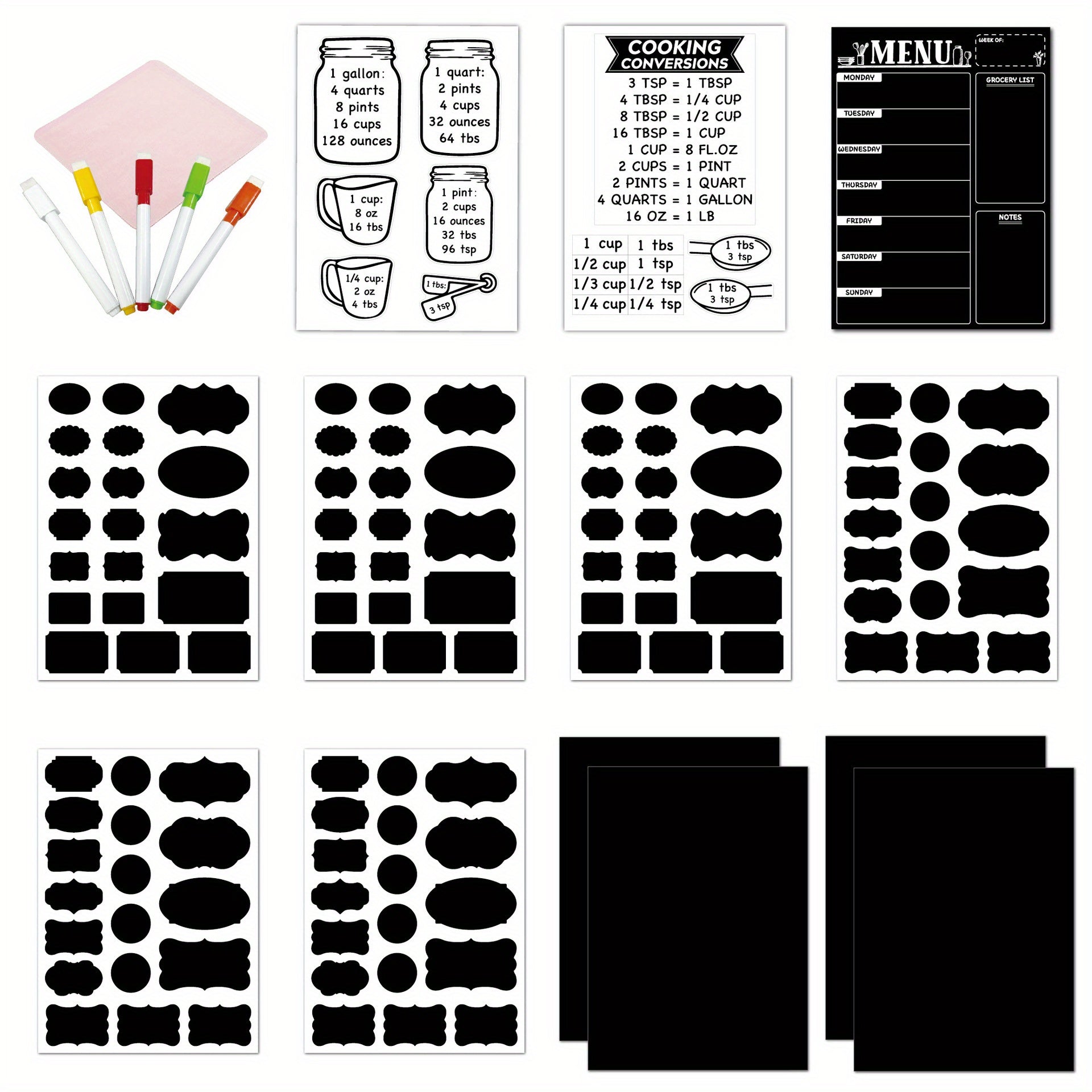 Magnetic Blackboard Calendar Refrigerator Sticker Set