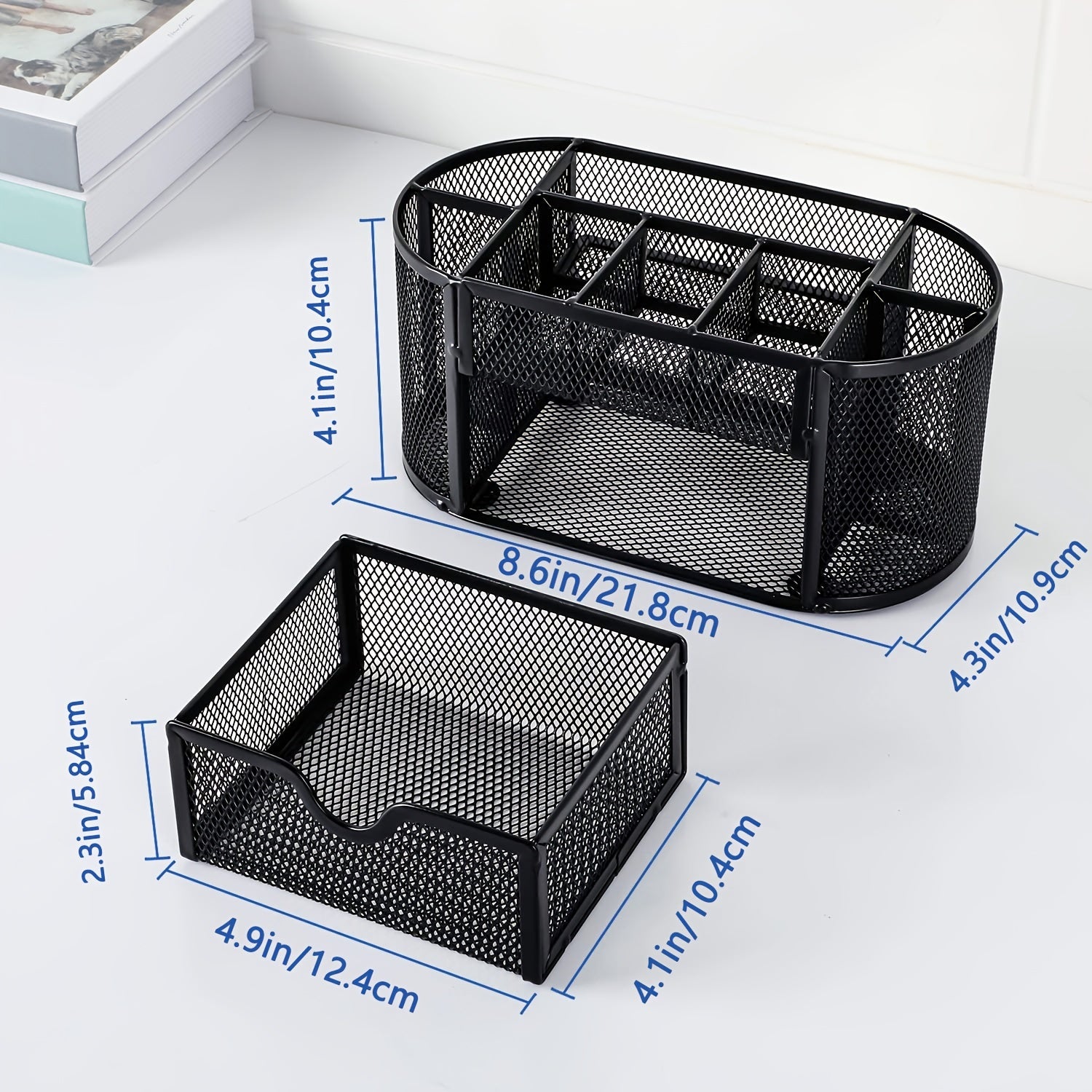 Mesh Desk Pen Organizer Multifunctional Office Supplies Storage Box