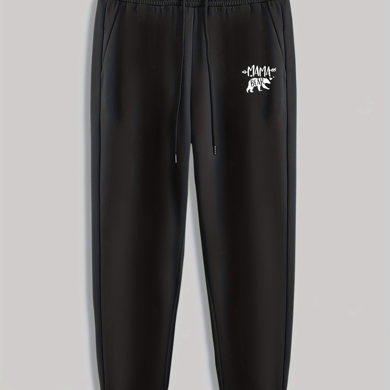 Bear Letter Mama Print Men's Pants Drawstring Sweatpants
