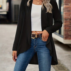  Solid Open Front Cardigan