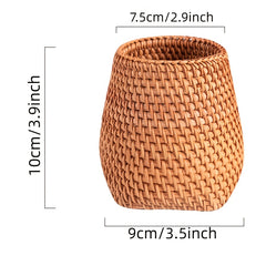 Hand-woven Rattan Tea Pen Holder Office Storage Basket