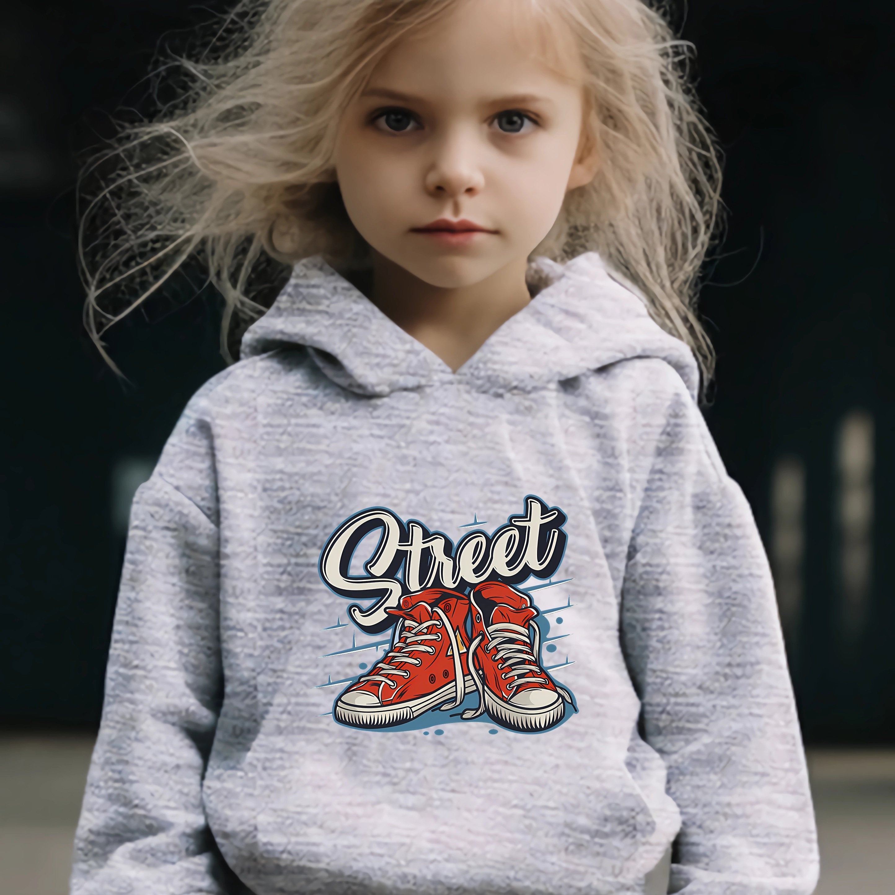 2pcs Shoes Print Girls Hoodies Jogger Set For Sports