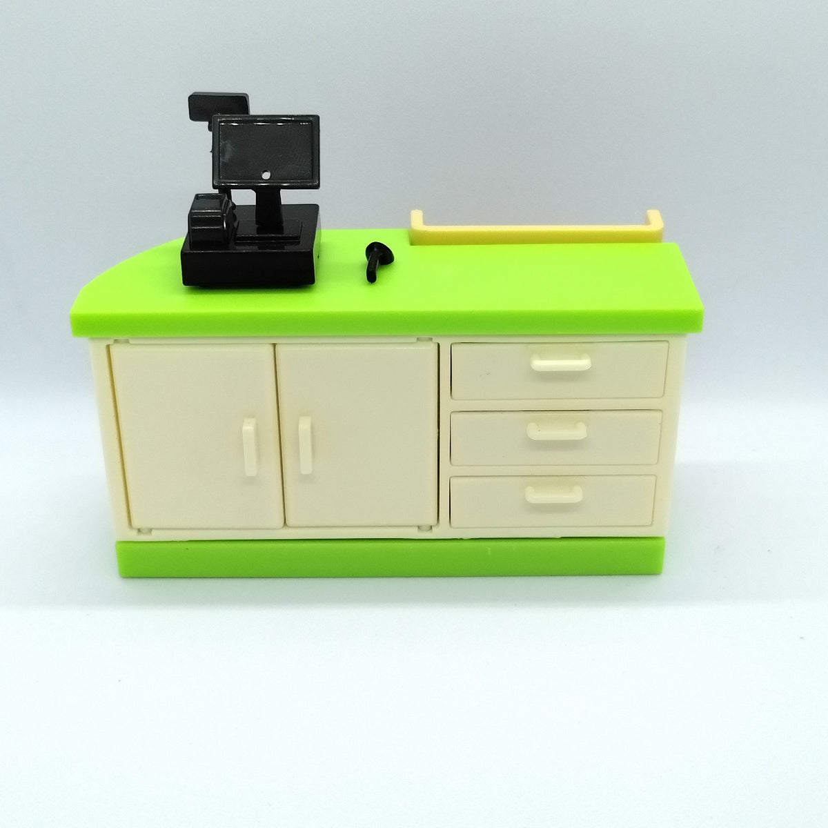 2pcs Dollhouse Mini Corner Bar and Micro Cash Register Plastic Material