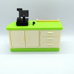 2pcs Dollhouse Mini Corner Bar and Micro Cash Register Plastic Material