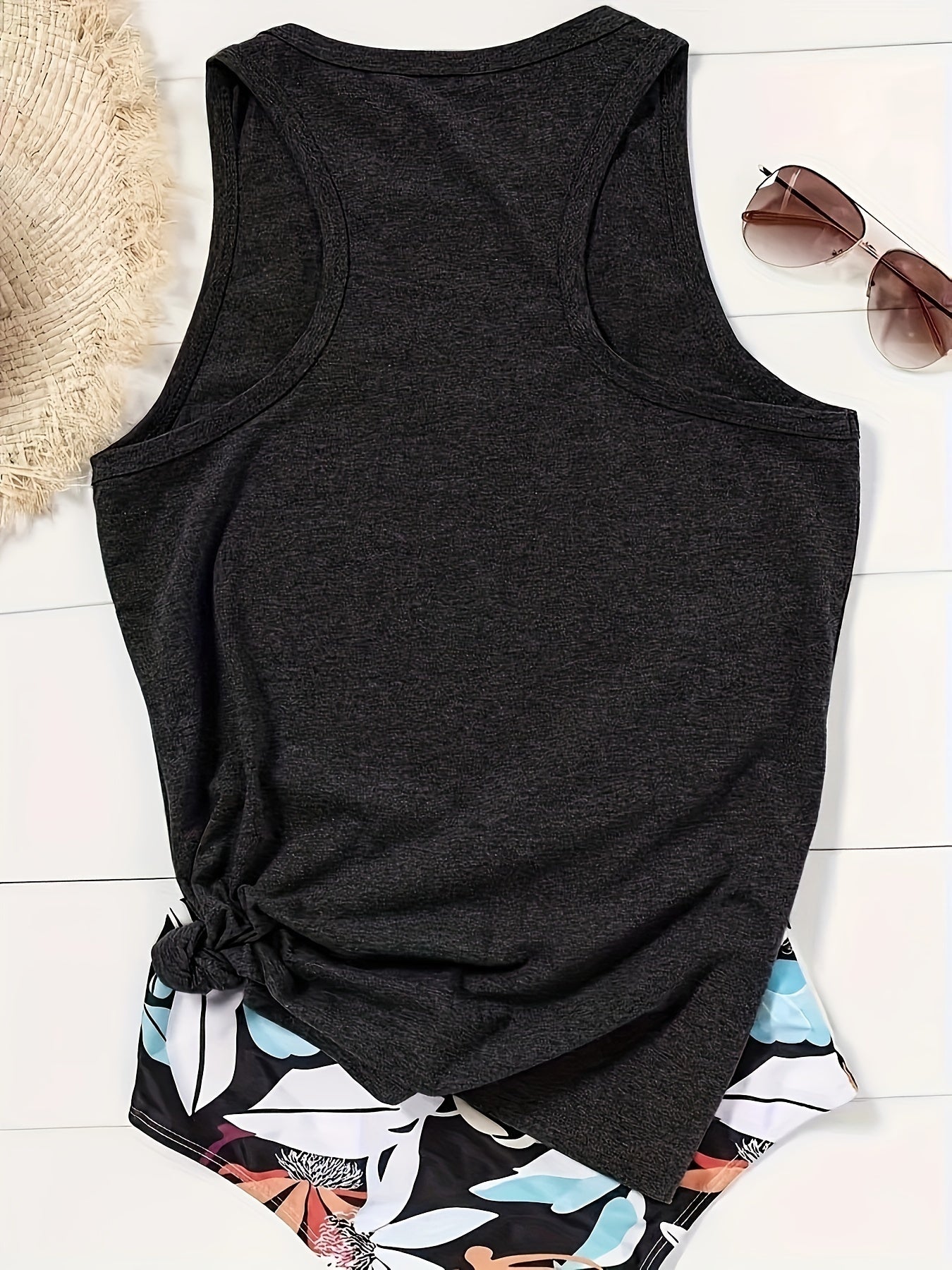 Dragonfly Print Tank Top Sleeveless Summer Top