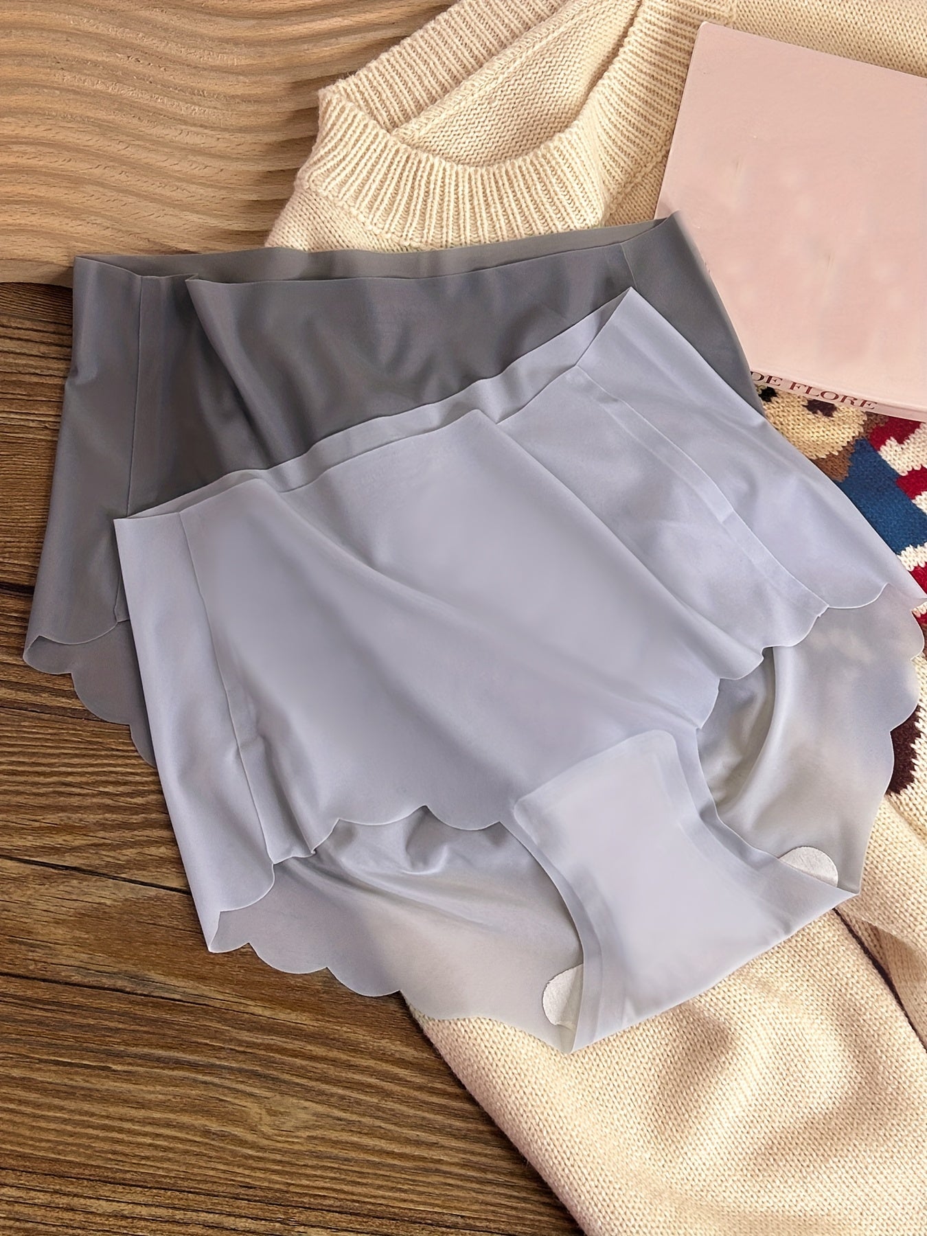 5pcs Seamless Scallop Trim Briefs Women's Lingerie & Underwear