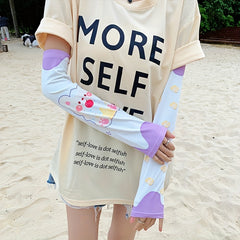 Cartoon Print Ice Sleeves UV Protection Sunproof Gloves