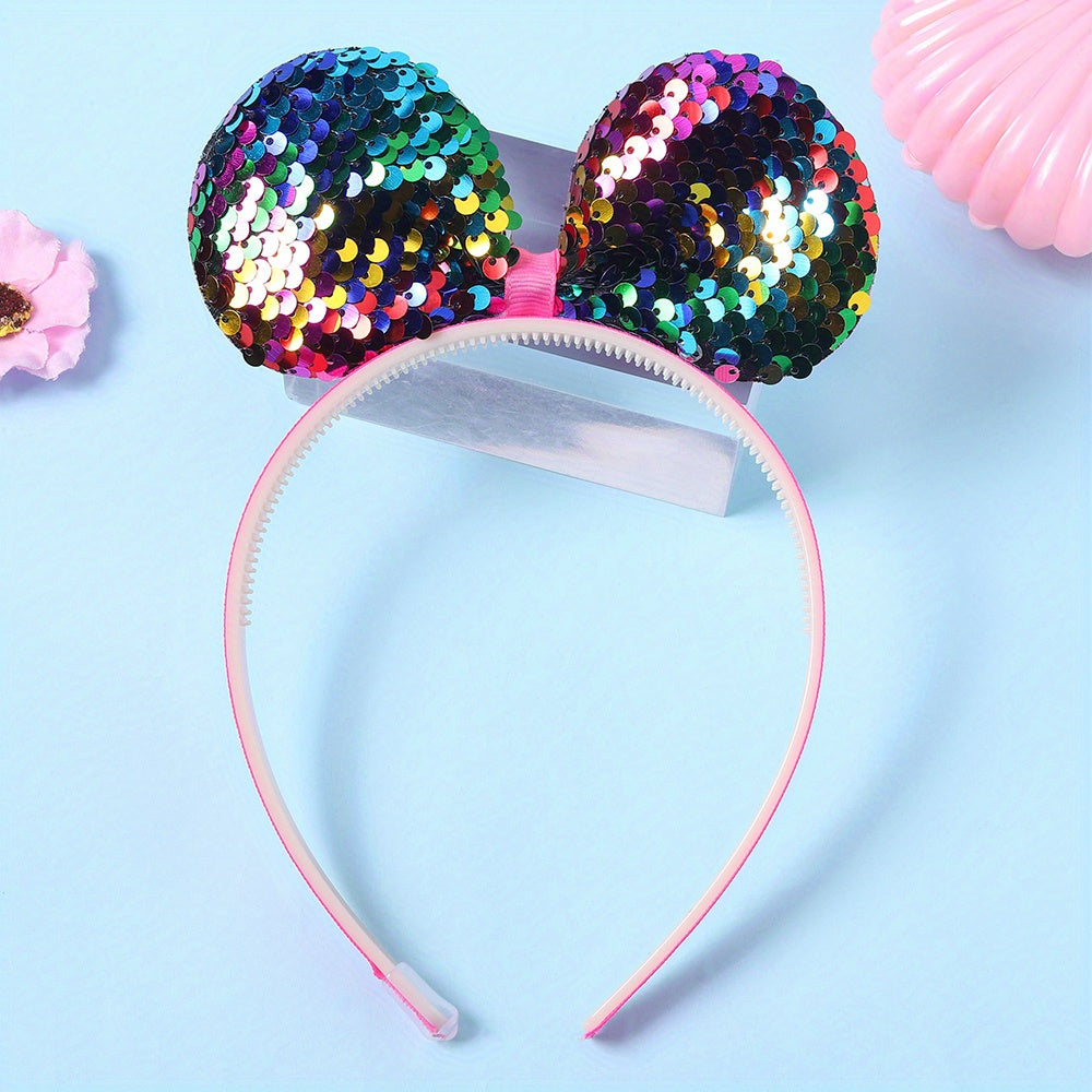 Sequin Animal Ears Headband Glitter Headdress for Women Girls Toddlers