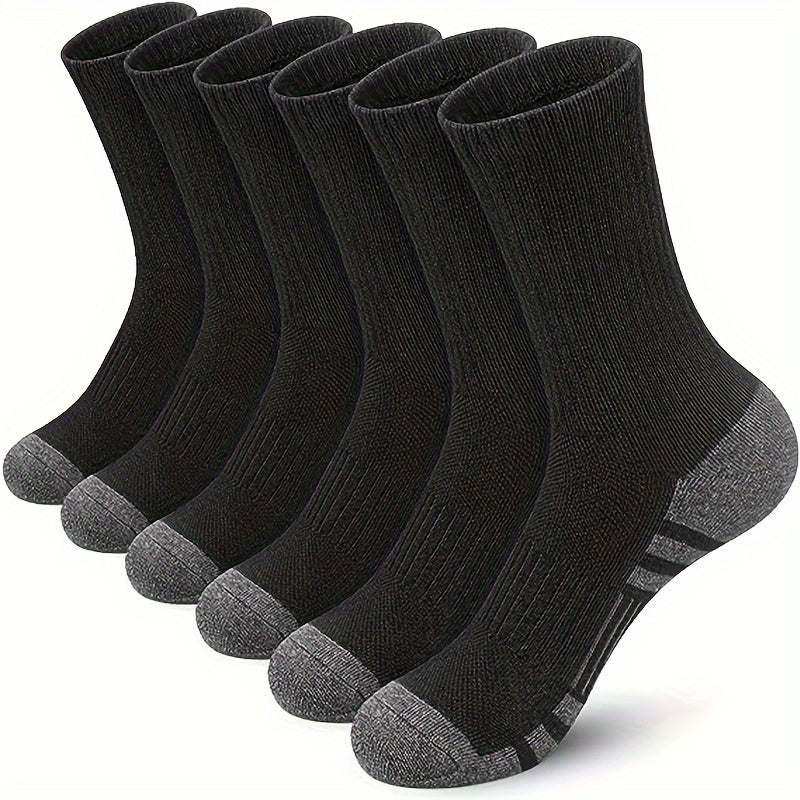 5 Pairs Men's Solid Crew Socks Breathable Comfy Casual Unisex Socks