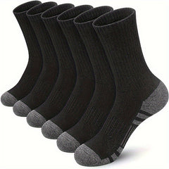 5 Pairs Men's Solid Crew Socks Breathable Comfy Casual Unisex Socks