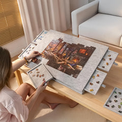 Foldable Puzzle Mat with Stand and Drawers, Up to 500pcs, 9mm Thickness