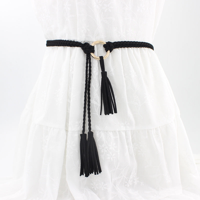 Braided Waist Rope Dress Skirt Decorative Thin Belt Female Knot Belt