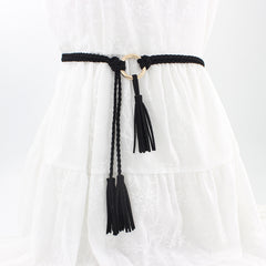 Braided Waist Rope Dress Skirt Decorative Thin Belt Female Knot Belt