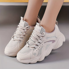 Women's Mesh Chunky Sneakers Breathable Lace Up Low Top Sports Shoes