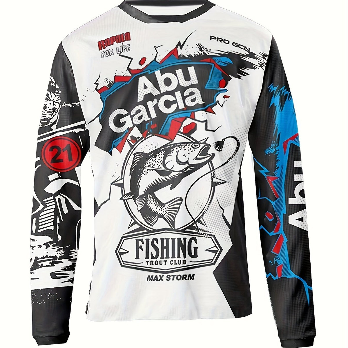 ABUGARCIA Fishing Pattern Print Men's Graphic Long Sleeve T shirt