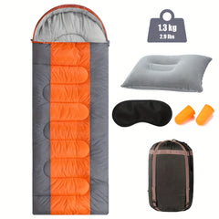1pc Camping Sleeping Bag Set with Pillow, Eye Mask, Earplugs