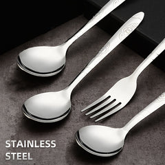 Stainless Steel Salad Dessert Fork Soup Spoon Set