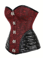 Gothic Strapless Corset Bustier Tummy Control Lace Up Jacquard Body Shaper