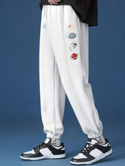 Astronaut & Spaceship & Planet Pattern Joggers Men s Casual Loose Fit Pants