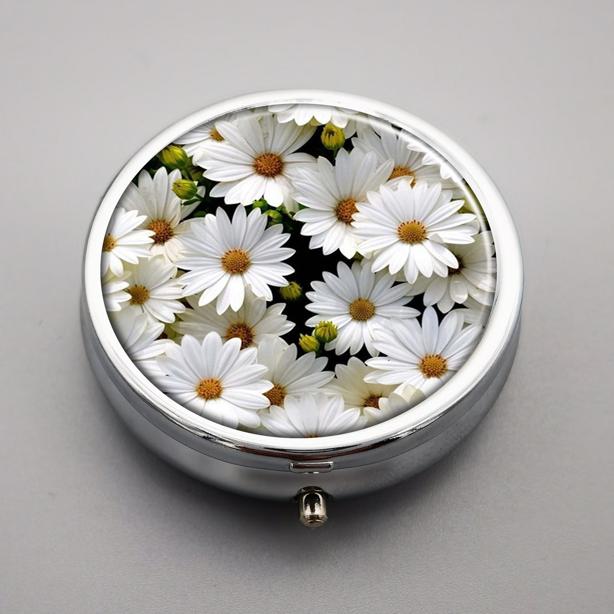 Flower Pill Case 3 Compartment Metal Organizer Portable Medicine Vitamin Holder