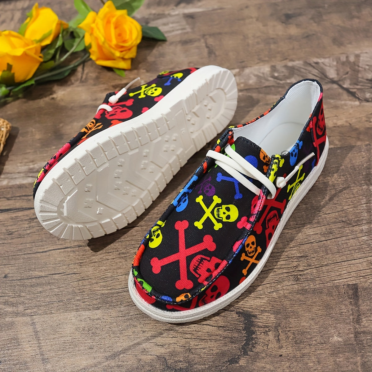 Halloween Style Skeleton Ghost Skateboard Shoes Lightweight Outdoor Sport Shoes