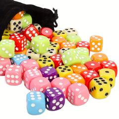 80pcs 16mm Colorful Dices With Flannelette Bag for Adults Games