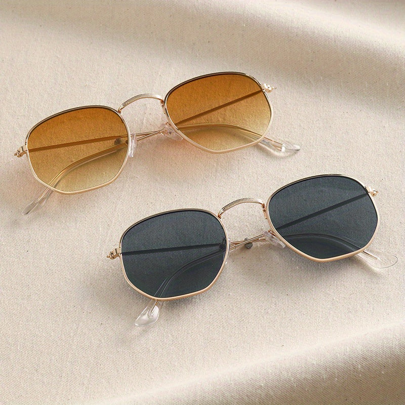 Square Metal Frame Sunglasses UV400 for Women Men Casual Anti Glare Glasses