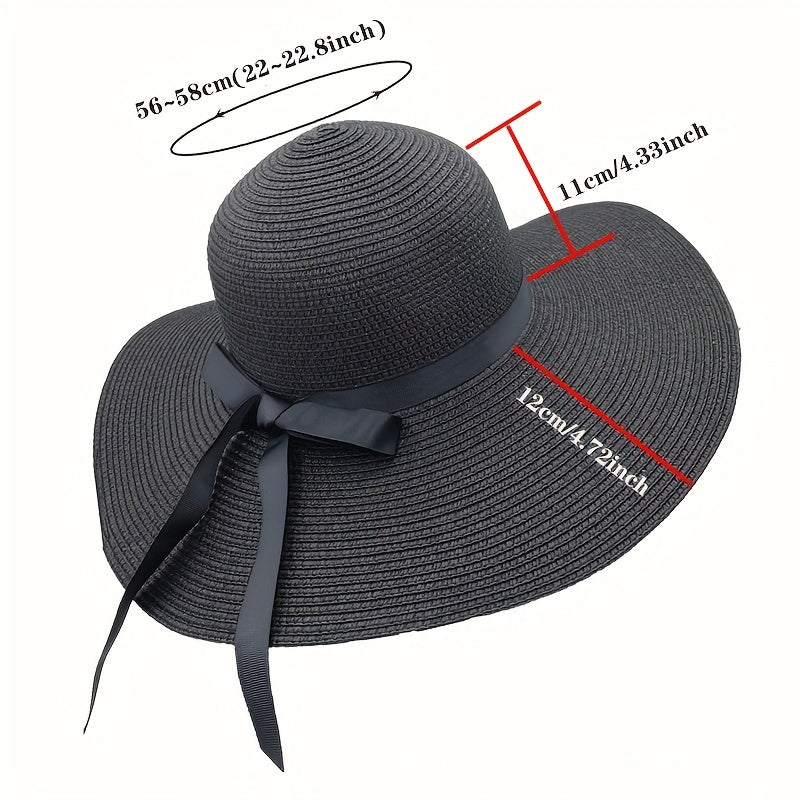 Wide Brim Sun Hat Oversized Straw Beach Hats Foldable Women Sunshade Straw Hats