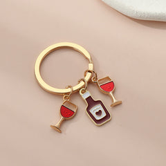 Vintage Wine Beer Drink Bag Key Chain Ornament Charm Accessories